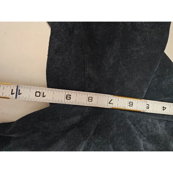 Coldwater Creek Leather Embroidered Blazer Size Medium Black Suede boho button - Picture 8 of 11